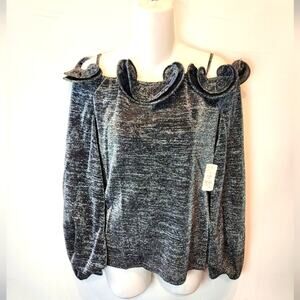 Samuel Dong New Silver Back Off the Shoulder Blouse 2 Piece Size M‎